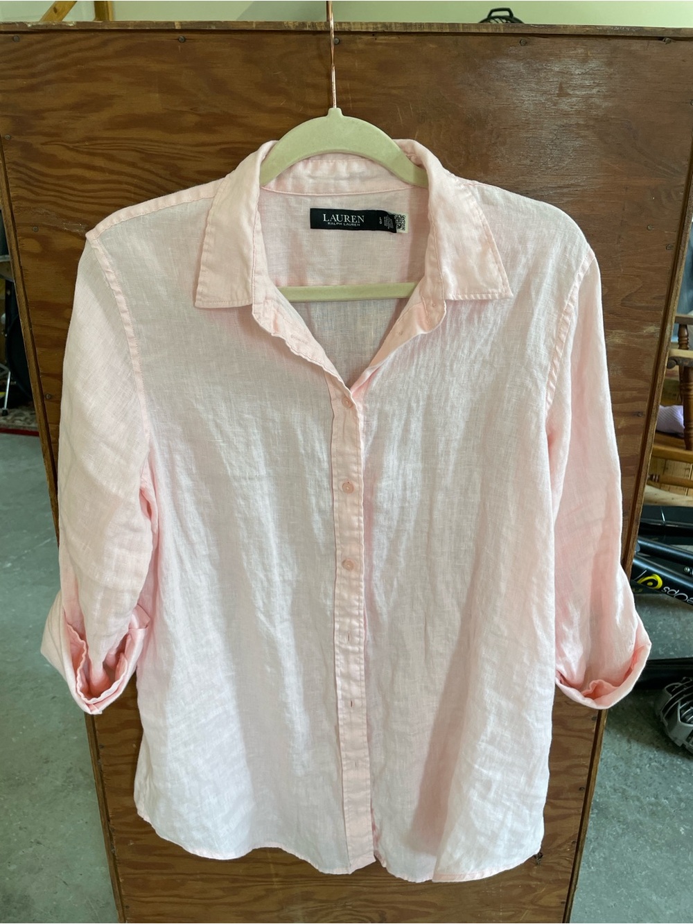 Lauren Ralph Lauren Pale Pink Linen Button-Down Shirt - Picture 7 of 7